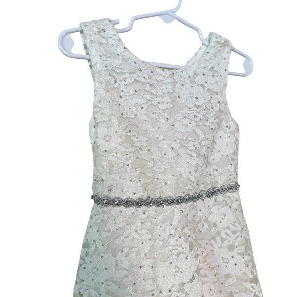 Speechless White Lace Dress Sparkly Embellished Sleeveless Toddler Girls 4T - Picture 3 of 6